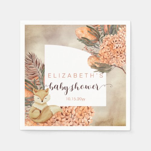 Palm Leaves  Hydrangea Blooms Girl Baby Shower  N Napkins