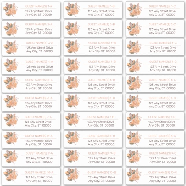 Palm Leaves | Hydrangea Blooms Guest Address List Sticker (Front)