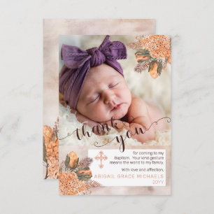 Palm Leaves Hydrangea Girl Photo Baptism Thank You