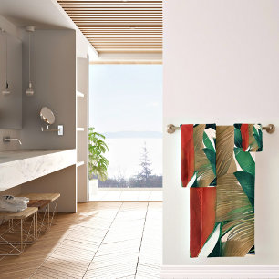 Palm leaves in muted tones bath towel set