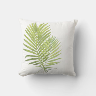Palm leaves in watercolor throw pillow
