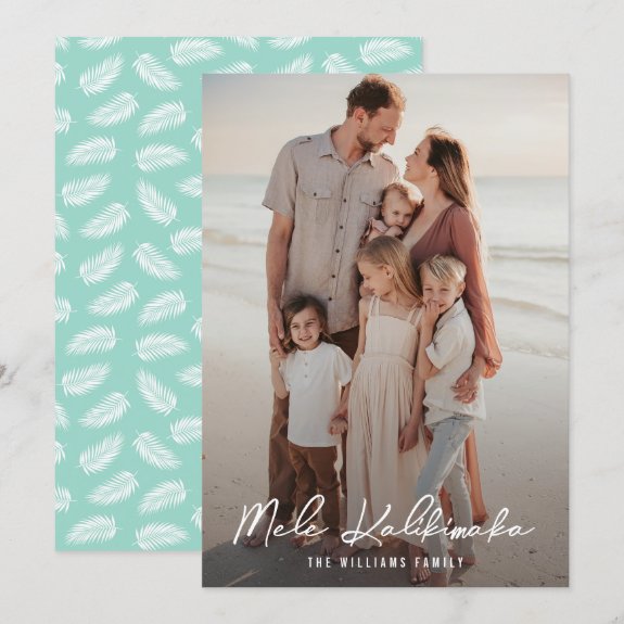 Palm Leaves Mele Kalikimaka Family Photo Christmas