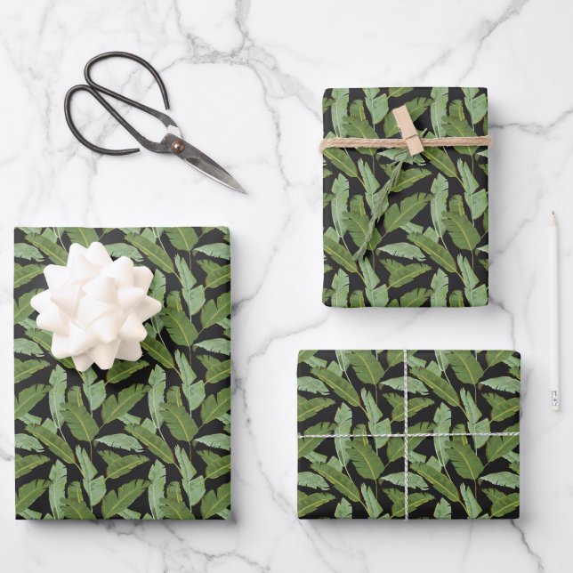 Palm Leaves | Monogram 2 Wrapping Paper Sheets (Front)