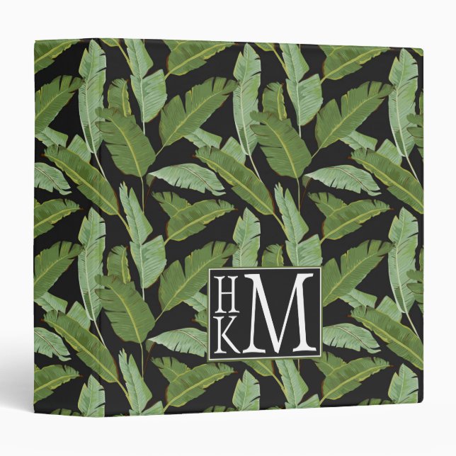 Palm Leaves | Monogram 3 Ring Binder (Front/Spine)