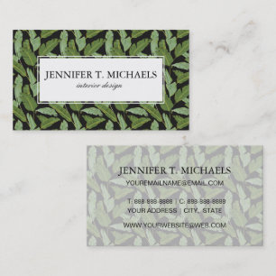Palm Leaves Monogram Business Card