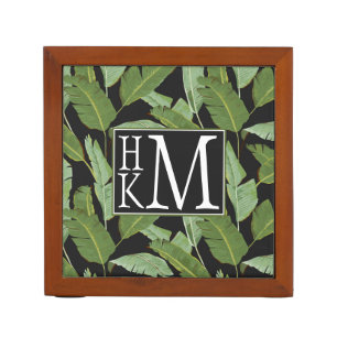 Palm Leaves   Monogram Desk Organizer