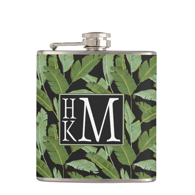 Palm Leaves | Monogram Flask (Front)