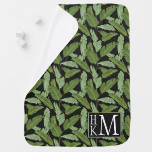Palm Leaves   Monogram Receiving Blanket