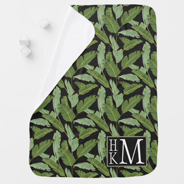 Palm Leaves | Monogram Receiving Blanket (In Situ)