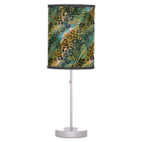 Palm leaves on a leopard background  table lamp