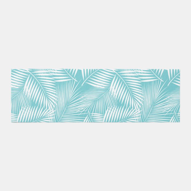 Palm Leaves on Turquoise  Runner (Front)