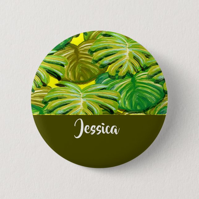 Palm leaves on yellow button (Front)
