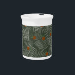 Palm Leaves & Oranges Beverage Pitcher<br><div class="desc">A moody,  exotic pattern featuring hand-drawn palm leaves and ripe oranges on a dark background. Perfect for adding that tropical je ne sais quoi to clothes,  home decor and accessories.</div>
