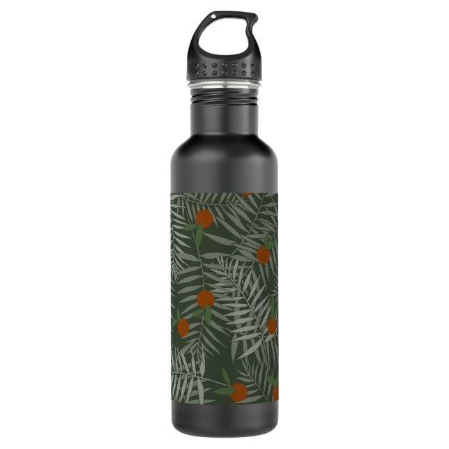 Palm Leaves & Oranges Stainless Steel Water Bottle (Front)