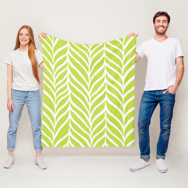 Palm Leaves Pattern Chartreuse Green Fleece Blanket (In Situ)