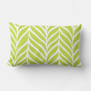 Palm Leaves Pattern Chartreuse Green Lumbar Pillow