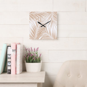 Palm Leaves Pattern Dream 6 #tropical#art Square Wall Clock