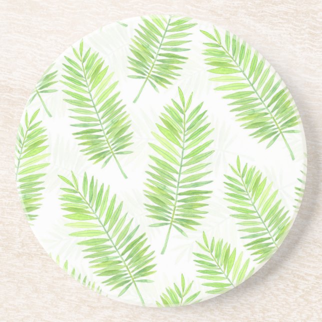 Palm leaves pattern drink coaster (Front)