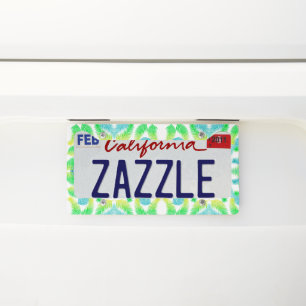 Palm Leaves Pattern License Plate Frame – Tropical