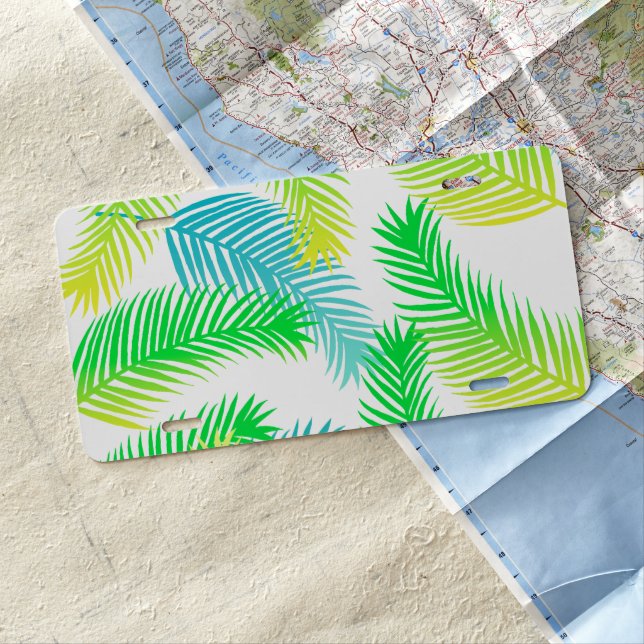 Palm Leaves Pattern License Plate – Tropical Leaf  (In Situ)