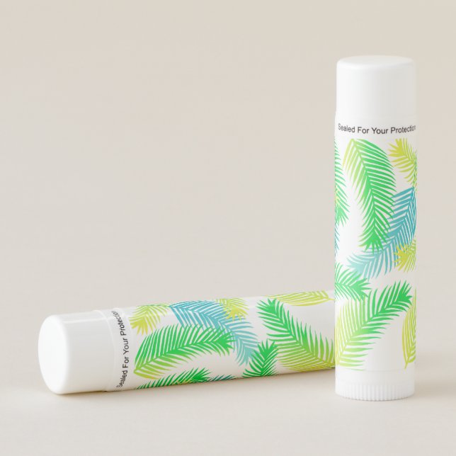 Palm Leaves Pattern Lip Balm – Tropical Botanical  (Front)