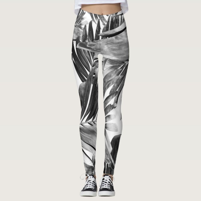 Palm Leaves Pattern Love #6 #tropical #wall #decor Leggings (Front)