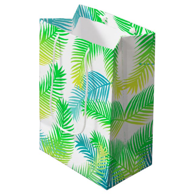 Palm Leaves Pattern Medium Gift Bag – Tropical  (Front Angled)