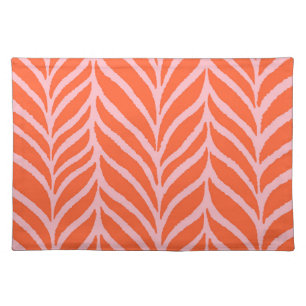 Palm Leaves Pattern Orange & Pink Cloth Placemat