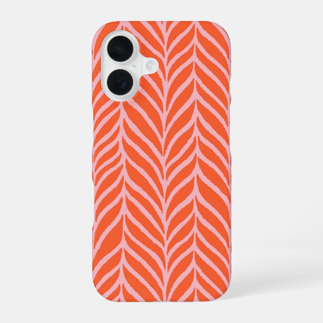 Palm Leaves Pattern Orange & Pink Iphone Case (Back)