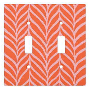 Palm Leaves Pattern Orange & Pink Light Switch Cover