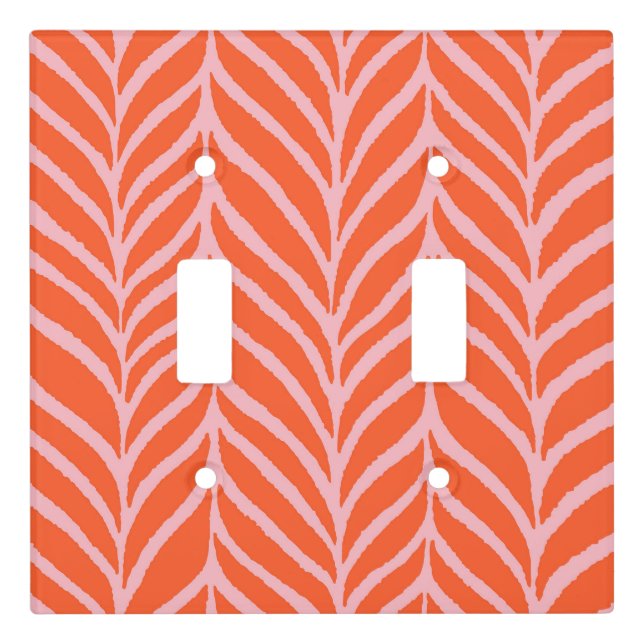 Palm Leaves Pattern Orange & Pink Light Switch Cover (Front)