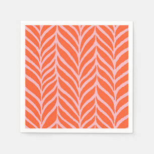 Palm Leaves Pattern Orange & Pink Napkins
