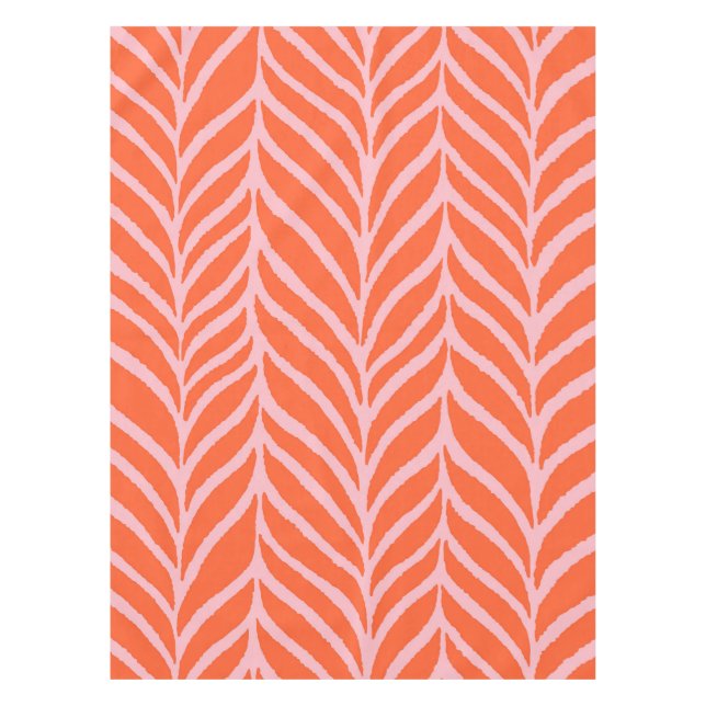 Palm Leaves Pattern Orange & Pink Tablecloth (Front)