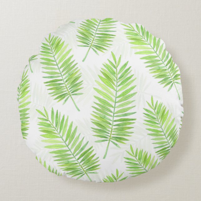 Palm leaves pattern round pillow (Front)