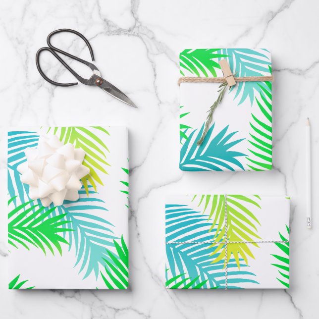 Palm leaves pattern wrapping paper sheets (Front)