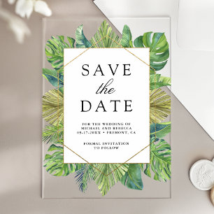Palm Leaves Photo Collage Wedding Save the Date