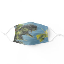 Palm Leaves Photo Tropical Summer Sky Retro Vibe Adult Cloth Face Mask