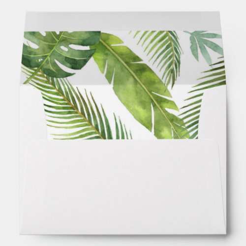 Palm leaves pink hibiscus envelopes 5x7 card
