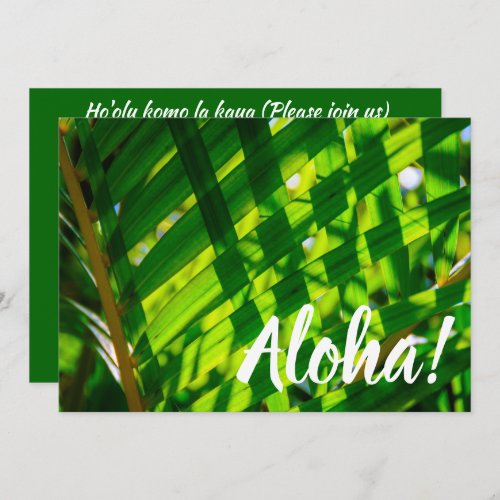Palm Leaves Plaid Kapaa Kauai Hawaii Invitation