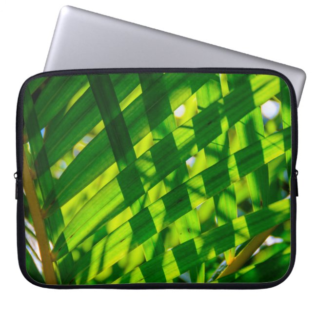 Palm Leaves Plaid, Kapaa, Kauai, Hawaii Wetsuit Laptop Sleeve (Front)