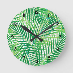 Palm leaves round clock