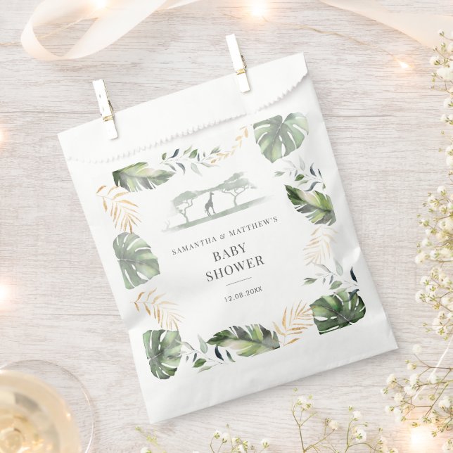 Palm Leaves Safari Couples Baby Shower Favor Bag (Clipped)