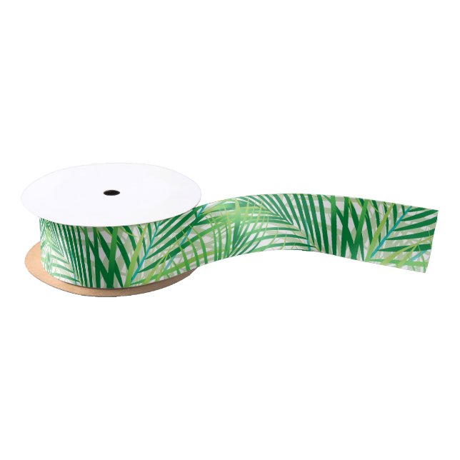 Palm leaves satin ribbon (Spool)