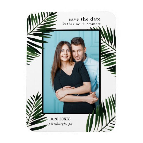 Palm Leaves Save the Date Wedding Photo Magnet