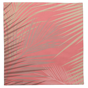 Palm Leaves Shadow on Living Coral Cloth Napkin