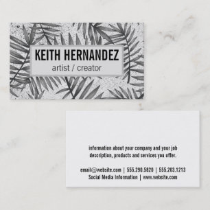 Palm Leaves Speckled Background Business Card