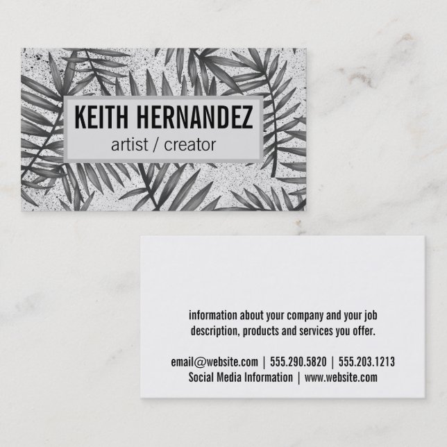 Palm Leaves | Speckled Background Business Card (Front/Back)