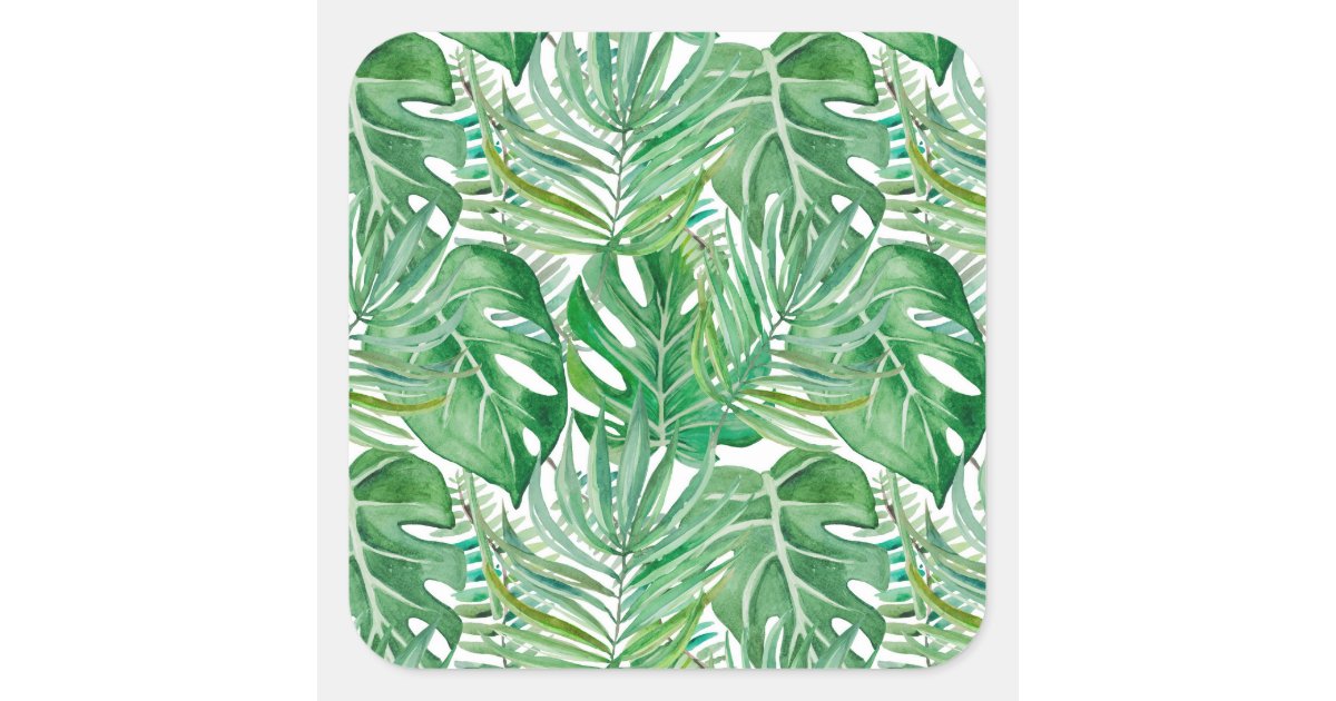 Palm leaves square sticker | Zazzle