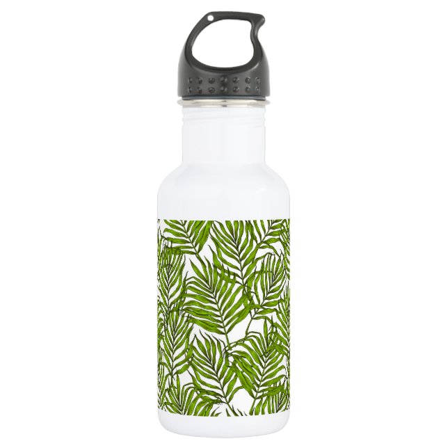 Palm leaves stainless steel water bottle (Front)