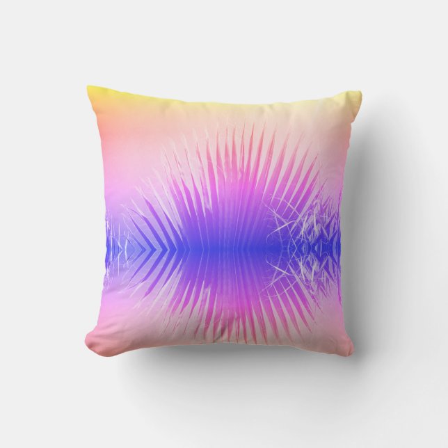 Palm Leaves Summer Beach Rainbow Cushion (Front)